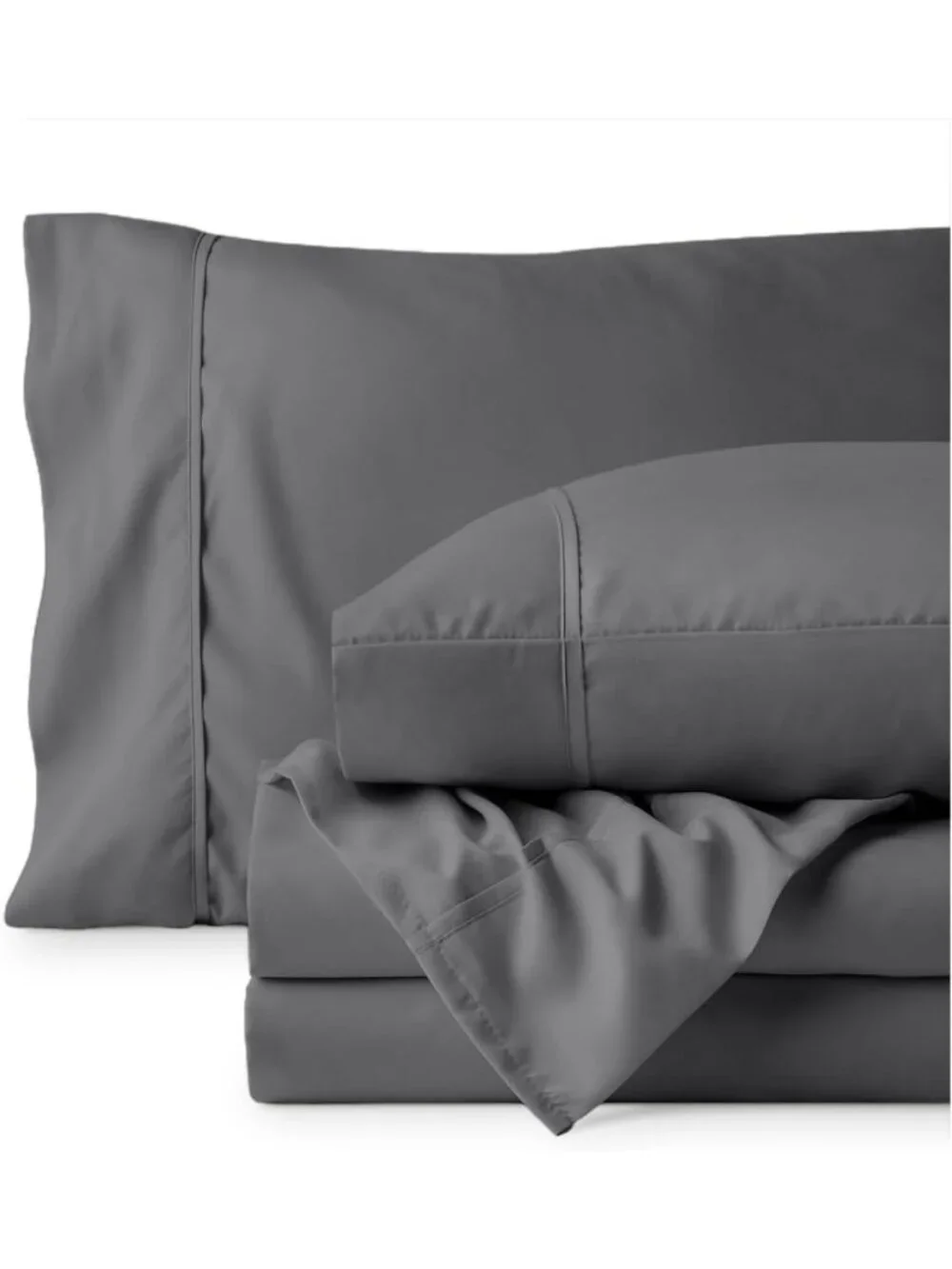 Ultra-Soft 1800 Thread Count Twin Sheet Set with 2 Pillowcases - Grey